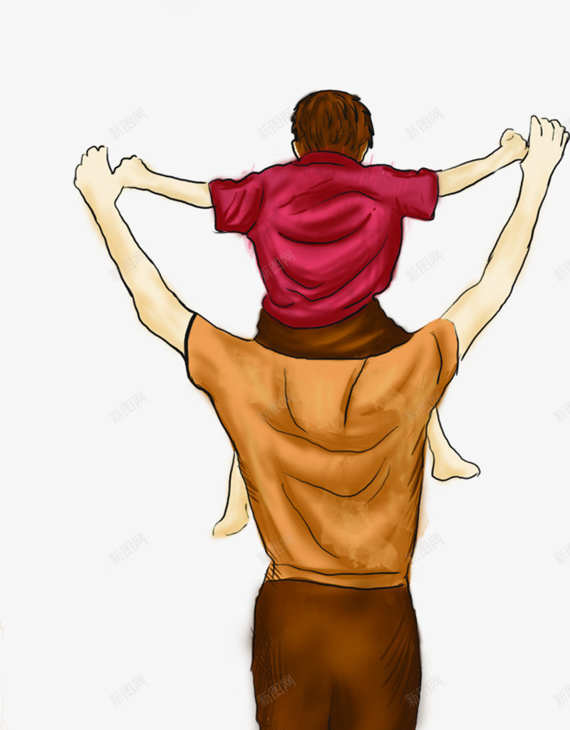 摄影卡通手绘父亲节背影png免抠素材_88icon https://88icon.com 卡通 摄影 父亲 父亲背影 爸爸抱着孩子的背影 背影