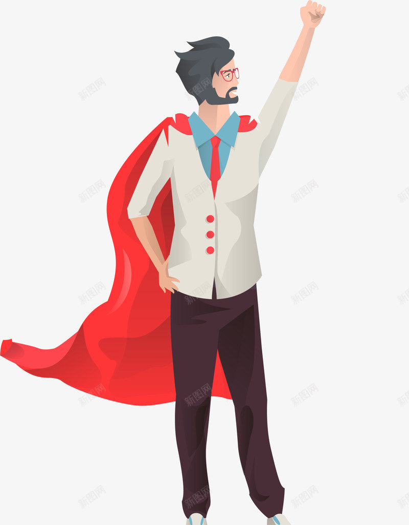 帅气青年人物插画png免抠素材_88icon https://88icon.com 人物插画 帅气青年 文艺青年 时尚青年 红色披风 超人打扮