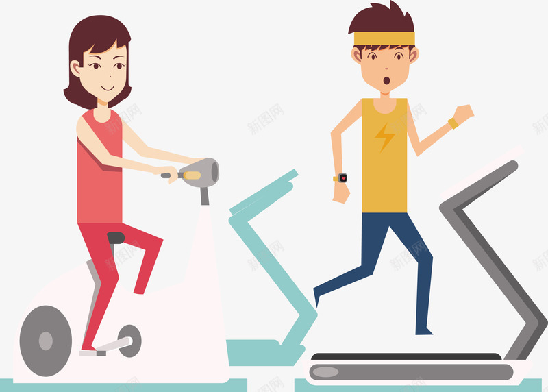 跑步机上的情侣矢量图ai免抠素材_88icon https://88icon.com 情侣 活力 跑步机 跑步模特 运动 矢量图