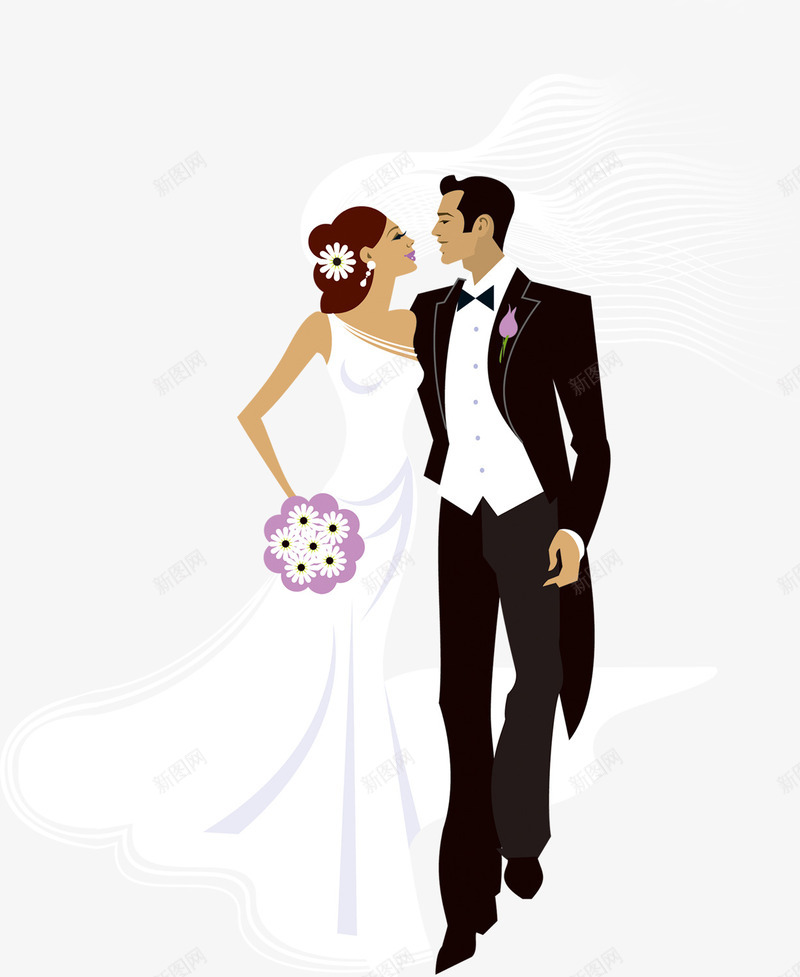 手绘新婚夫妻婚庆七夕情人节png免抠素材_88icon https://88icon.com 夫妻 婚庆 情人 新婚