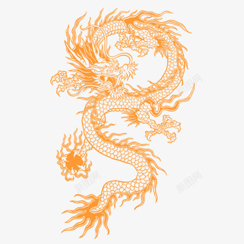 橘色线性装龙png免抠素材_88icon https://88icon.com 卡通装饰 橘色底纹 简约装饰 线性龙 装饰图 设计图 龙头龙尾