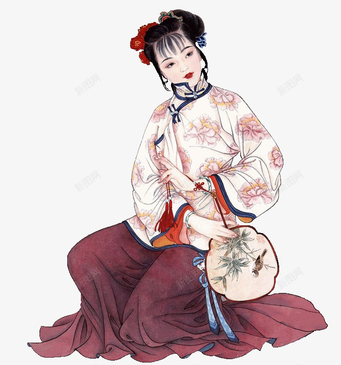 丫鬟png免抠素材_88icon https://88icon.com 丫鬟 古装 少女 红裙