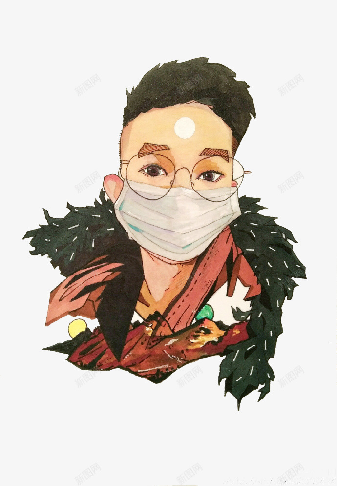 戴口罩的男孩png免抠素材_88icon https://88icon.com 卡通男孩 口罩 感冒 青年