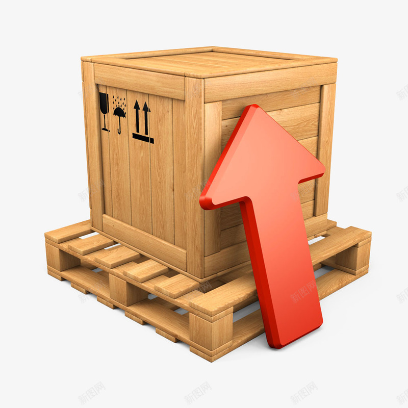 木箱箭头png免抠素材_88icon https://88icon.com 木板箱子 木箱 木质箱子 立体箭头 箭头 箱子 红色箭头