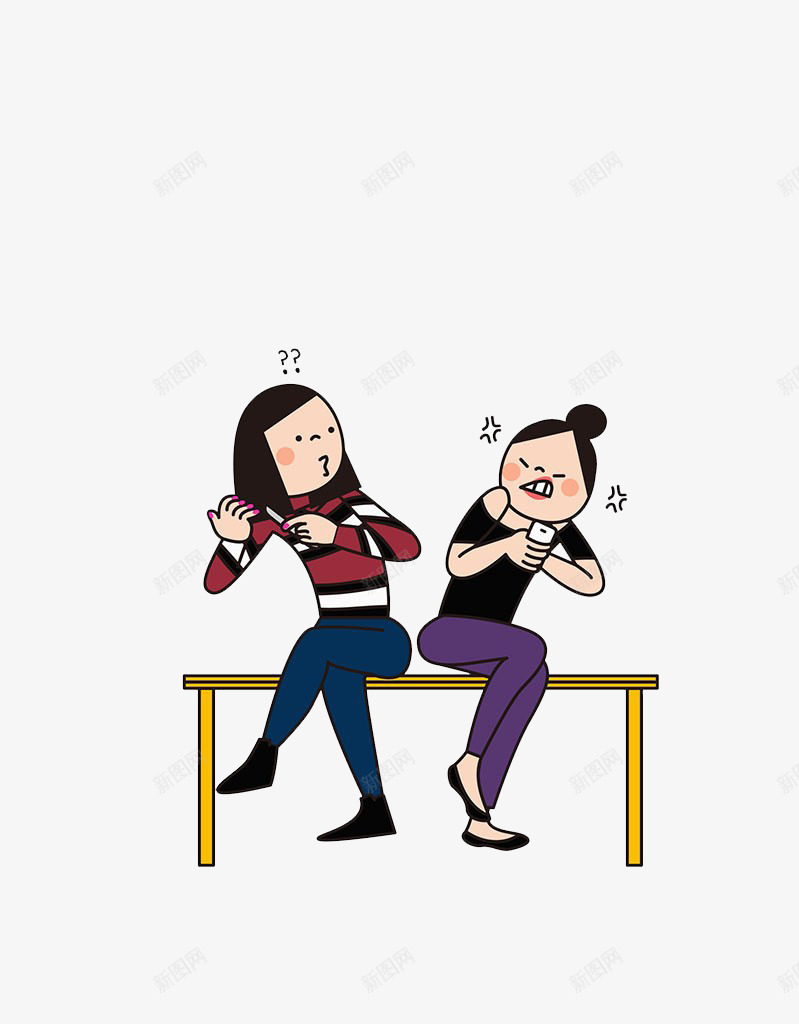 两个互相嫌弃的女生png免抠素材_88icon https://88icon.com 卡通手绘 坐着 女的 嫌弃 扭头 背对 转头 转头看 转身