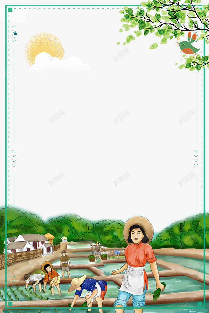 清明节春季耕种主题边框psd免抠素材_88icon https://88icon.com 中国风 传统节日 免抠 免抠下载 农民种田 复古 手绘 水墨画 清明节 祭拜 耕种画 艺术字 诗词