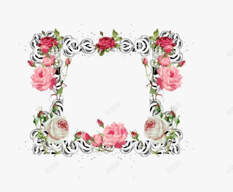 婚庆玫瑰花边框png免抠素材_88icon https://88icon.com 天猫 妇女节 婚庆 淘宝 玫瑰花 边框