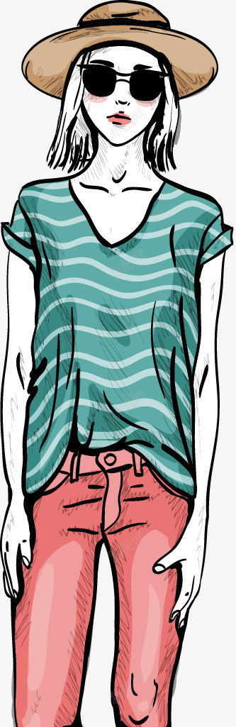 手绘服装效果图矢量图ai免抠素材_88icon https://88icon.com 人物 女装 手绘 效果图 服装 模特 矢量图