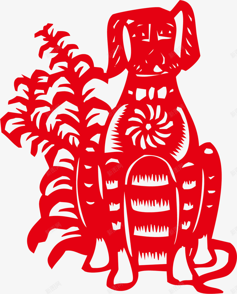 坐着的红色小狗剪纸png免抠素材_88icon https://88icon.com 2018 新年 春节 狗年 生肖狗 窗花剪纸 红色 节日