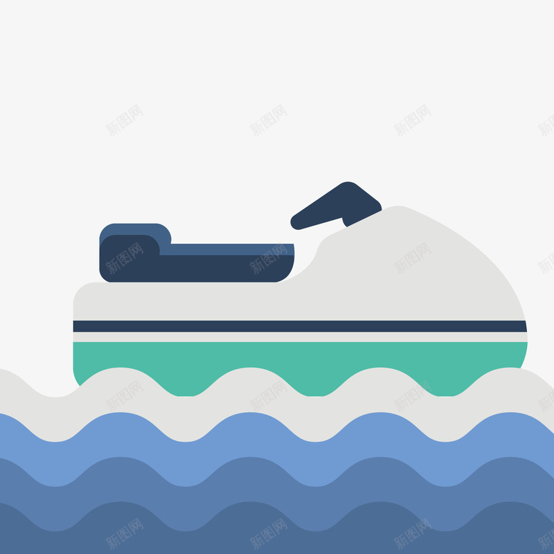 蓝色游艇矢量图ai免抠素材_88icon https://88icon.com 商务 弯曲 扁平化 横线 横线线条 水波 波纹 矢量图 蓝色 起伏
