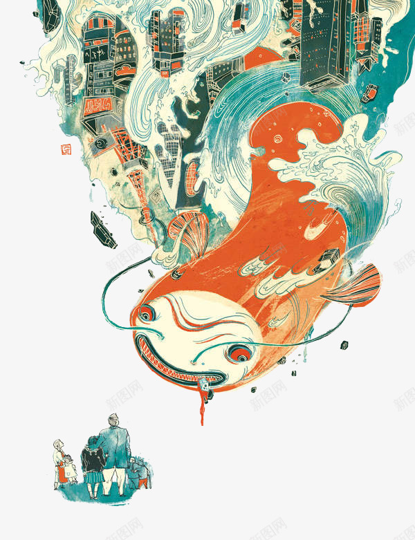 卡通鲶鱼怪兽png免抠素材_88icon https://88icon.com 巨大 怪兽 海水 鲶鱼