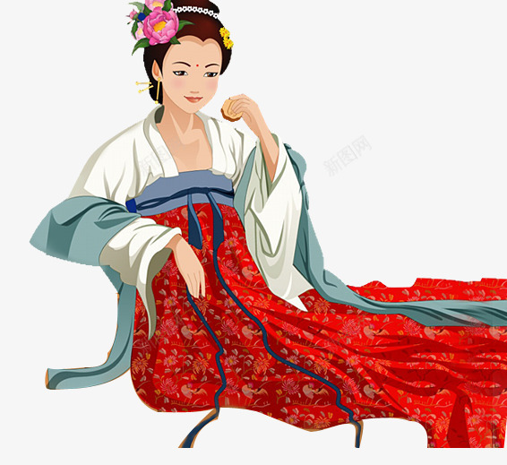嫦娥吃月饼png免抠素材_88icon https://88icon.com 中秋 卡通人物 嫦娥 月饼