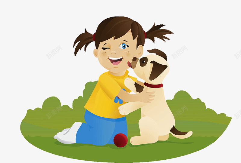 卡通人物插图小狗舔小姑娘的脸png免抠素材_88icon https://88icon.com 人物插图 卡通 小姑娘 小狗 狗与人 球 舔 跪在地上 高兴