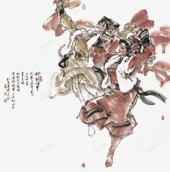 羌族舞蹈png免抠素材_88icon https://88icon.com 少女 水墨 羌族 舞蹈 速写