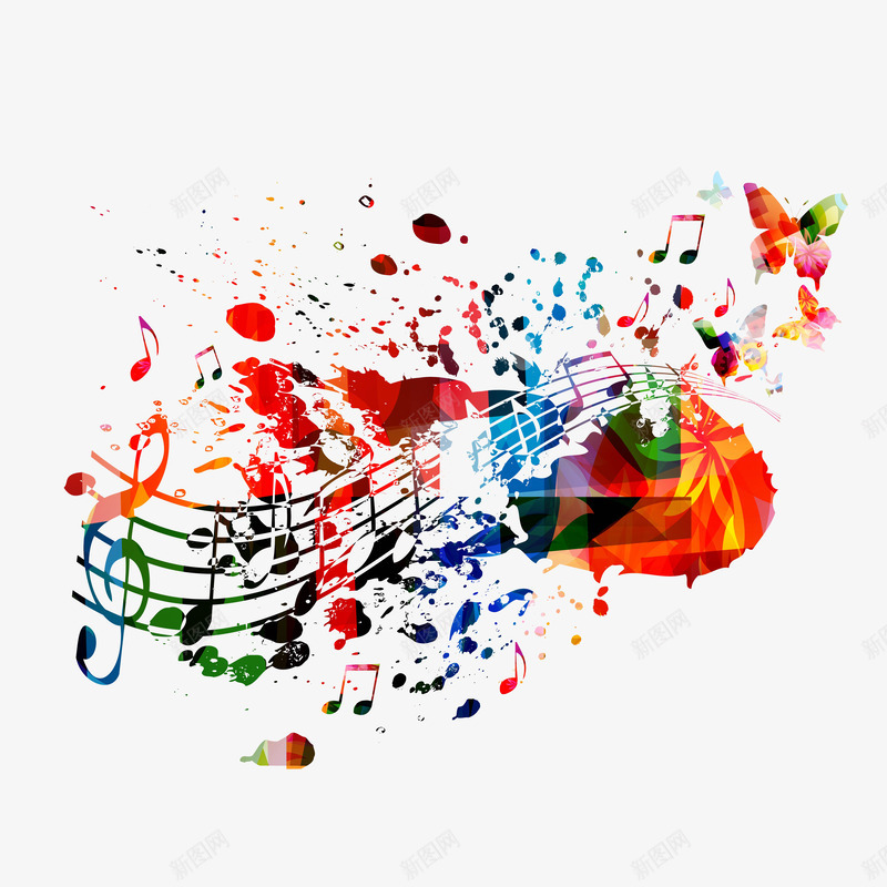 炫彩音乐矢量图eps免抠素材_88icon https://88icon.com 激情 炫彩 音乐 音乐符号 矢量图