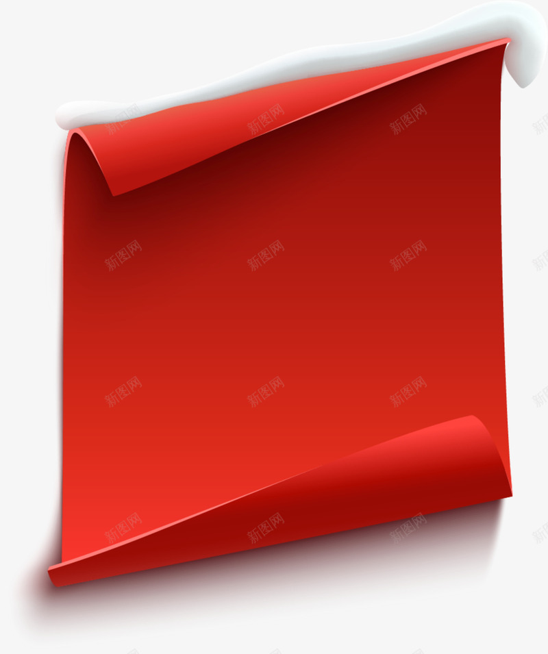 学习用品红色纸张png免抠素材_88icon https://88icon.com 卷曲纸张 卷起 学习用品 教育 红色纸张 阴影