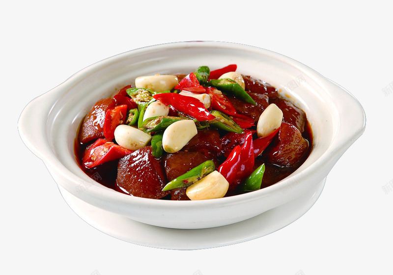 红烧肉png免抠素材_88icon https://88icon.com 砂锅 美食 蒜瓣 辣椒