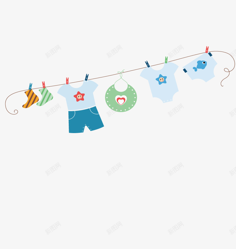 宝宝衣服矢量图ai免抠素材_88icon https://88icon.com PNG图片 晾晒 矢量素材 高清 矢量图