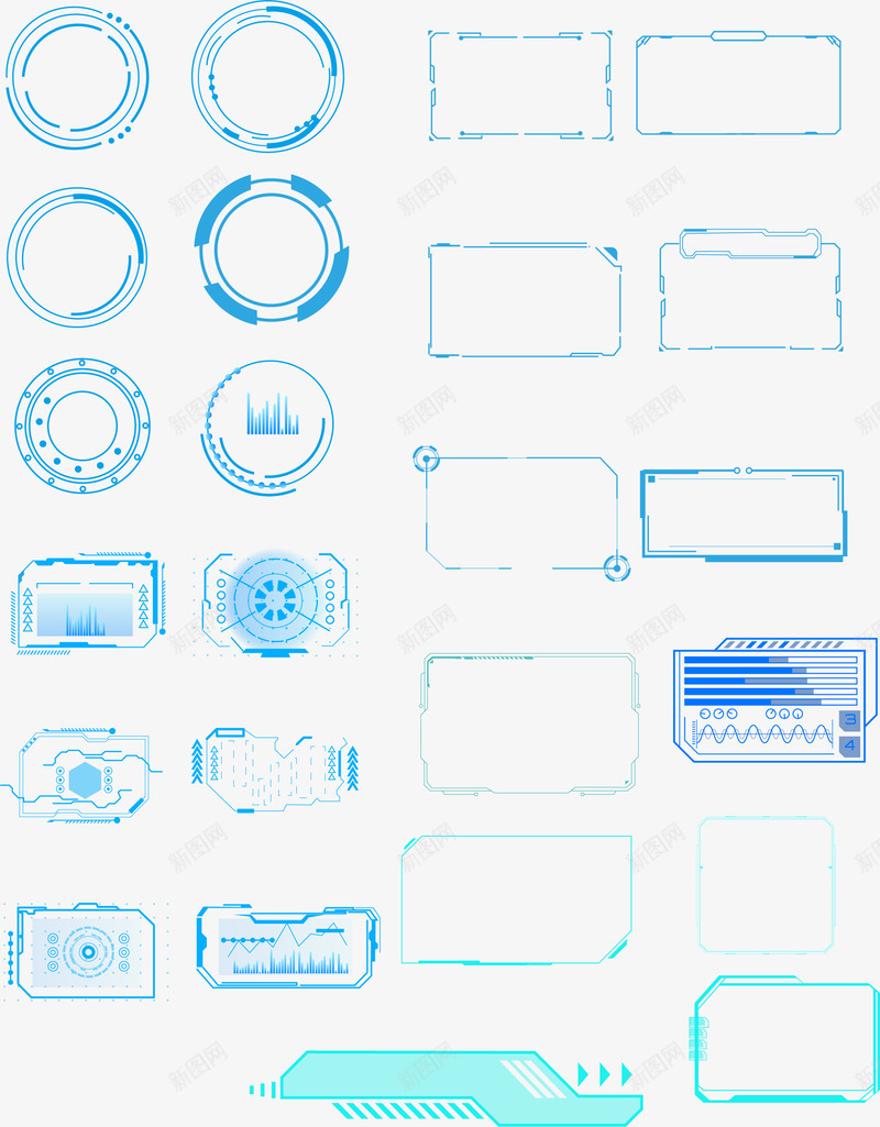 科技感边框元素矢量图ai免抠素材_88icon https://88icon.com ai文件 新图网详情 现代科技边框 矢量图 科技感元素 科技感弹框 科技感框 科技感矢量文件 科技感镜头锁定元素 科技边框