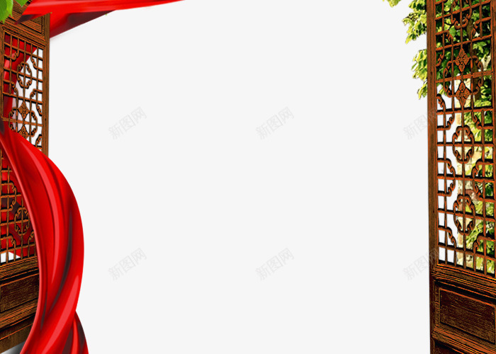 古典门窗psd免抠素材_88icon https://88icon.com 古典门窗 绸缎 飘带