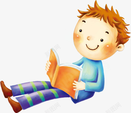 蓝色可爱读书儿童png免抠素材_88icon https://88icon.com 儿童 可爱 蓝色 读书