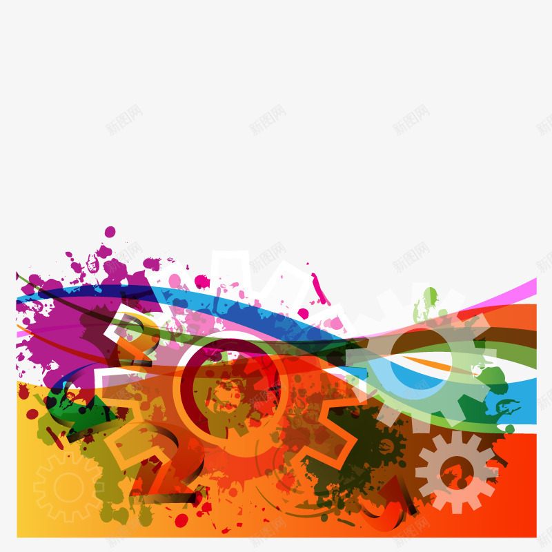边框png免抠素材_88icon https://88icon.com 墨迹 矢量齿轮 背景 边框 齿轮