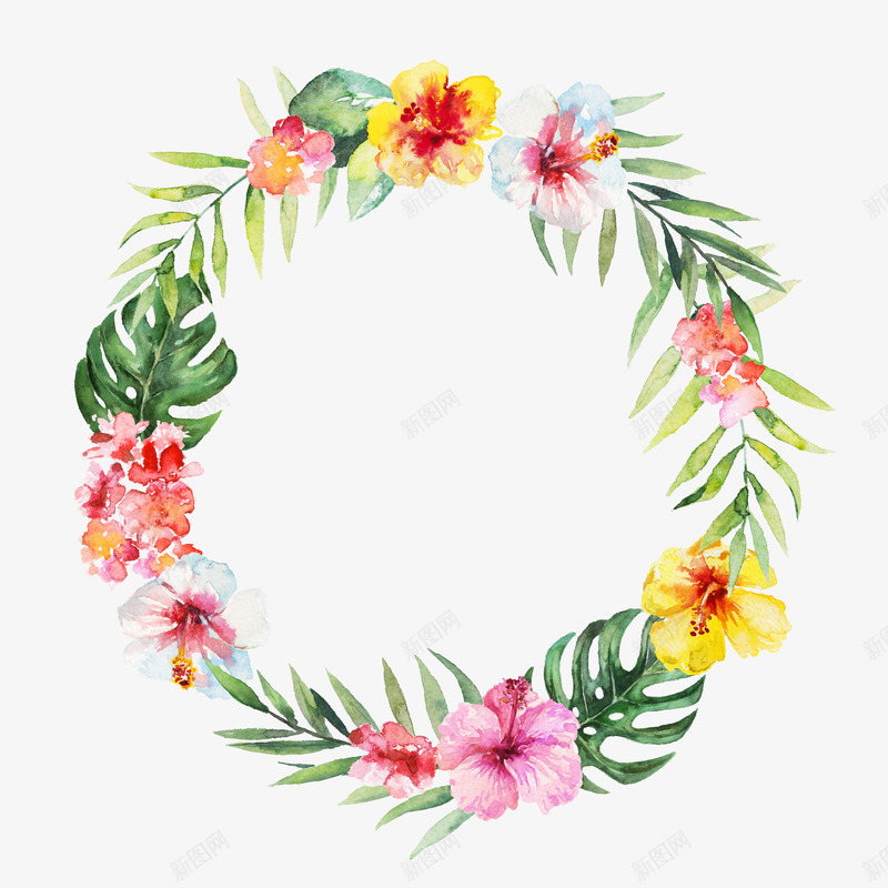 彩色手绘花环装饰png免抠素材_88icon https://88icon.com 卡通花环 手绘花环 效果图 花朵 花朵边框 花环