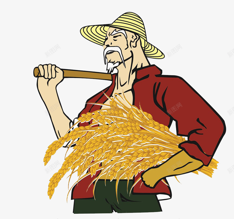 收割稻谷的老人png免抠素材_88icon https://88icon.com 手绘 稻谷 老人