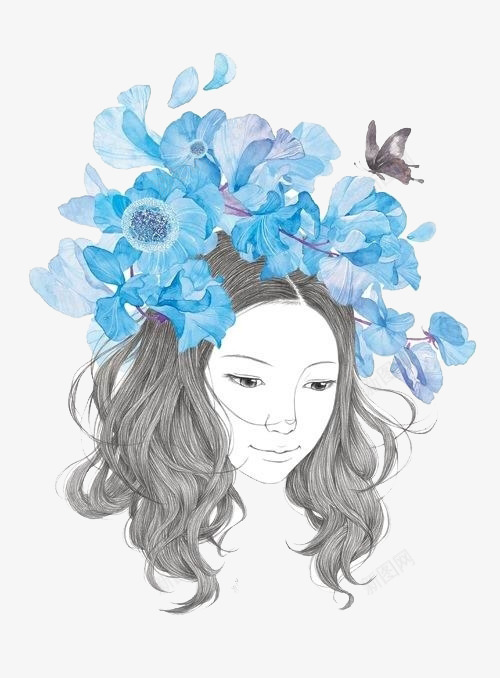 小清新少女手绘插画png免抠素材_88icon https://88icon.com 小清新 少女 手绘 插画 文艺 水彩