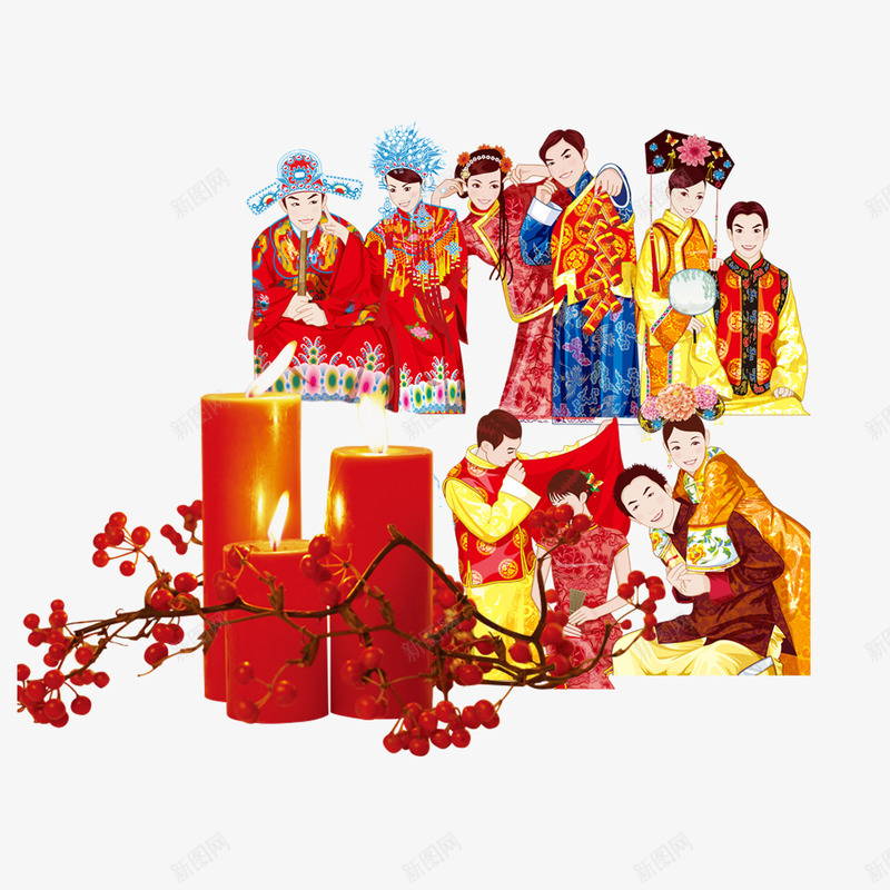 古风情侣婚礼大集合png免抠素材_88icon https://88icon.com 古风情侣 婚礼 旗装 蜡烛
