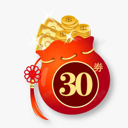 红色卡通电商购物优惠劵png免抠素材_88icon https://88icon.com 年货节 新年大吉 春节购物 满减优惠 狗年购物 红色灯笼
