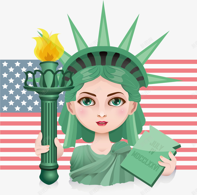 美国自由女神矢量图eps免抠素材_88icon https://88icon.com 星条旗 火炬 矢量素材 美国国旗 自由女神 矢量图
