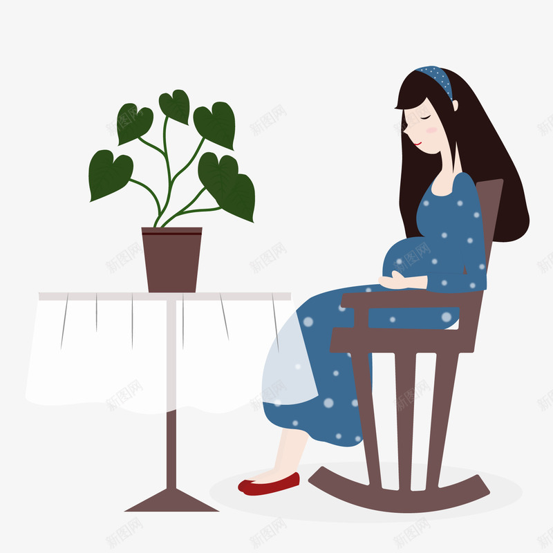 手绘孕妇母亲节装饰png免抠素材_88icon https://88icon.com 卡通人物 卡通女人 孕妇 母亲节装饰 背景装饰