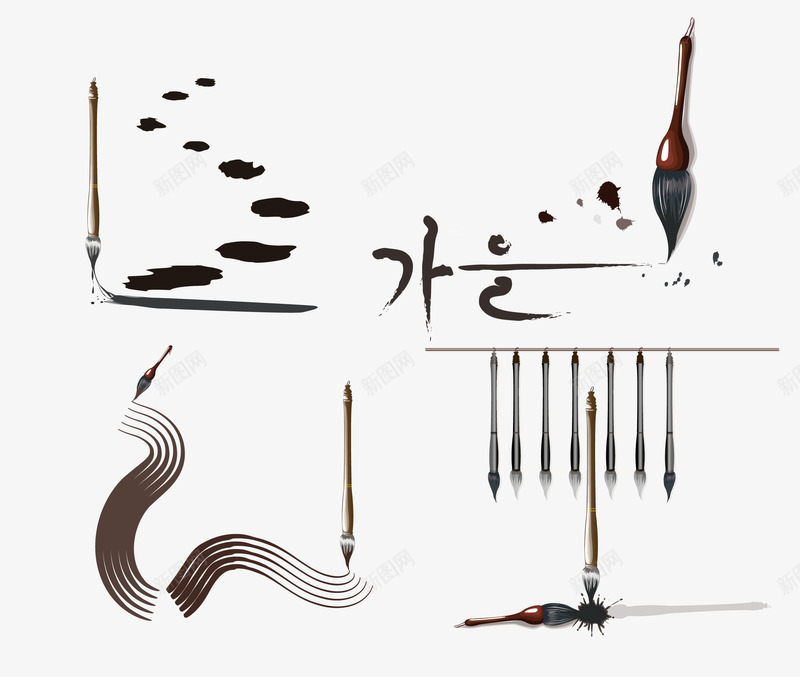 中国风水墨毛笔矢量图ai免抠素材_88icon https://88icon.com 中国风 墨点 毛笔 毛笔墨迹 水墨 矢量图