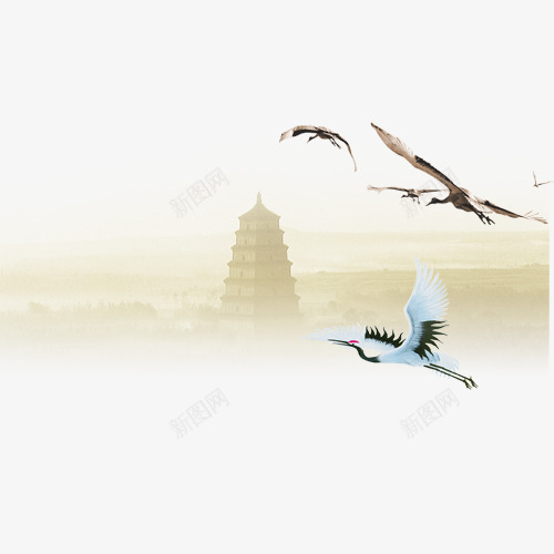 虚幻塔仙鹤飞翔背景png免抠素材_88icon https://88icon.com 仙鹤 背景 虚幻塔 虚幻背景 飞翔