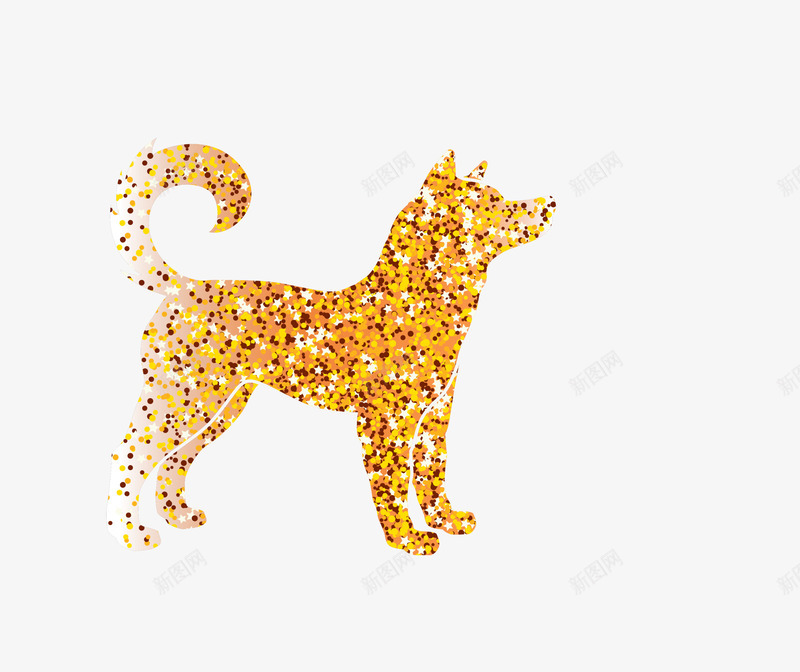 金色闪耀星星小狗png免抠素材_88icon https://88icon.com 2018 新年 新春 春节 狗年 金色小狗