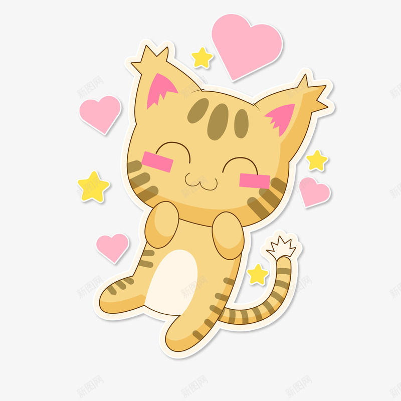 卡通开心的猫咪矢量图ai免抠素材_88icon https://88icon.com 卡通 宠物设计 开心 爱心 猫咪设计 矢量图