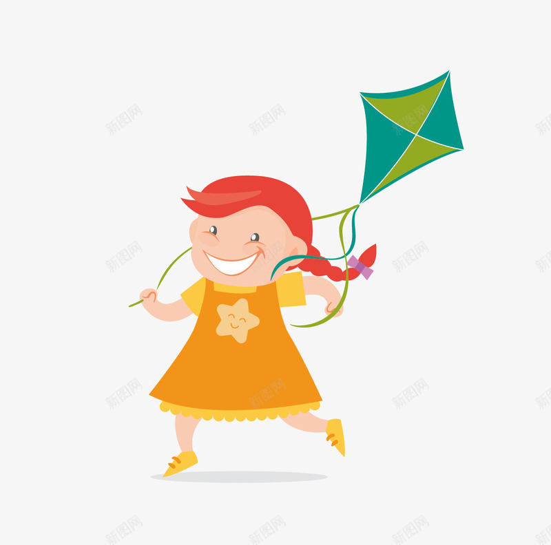 放风筝矢量图ai免抠素材_88icon https://88icon.com 女孩 开心 放风筝 矢量图