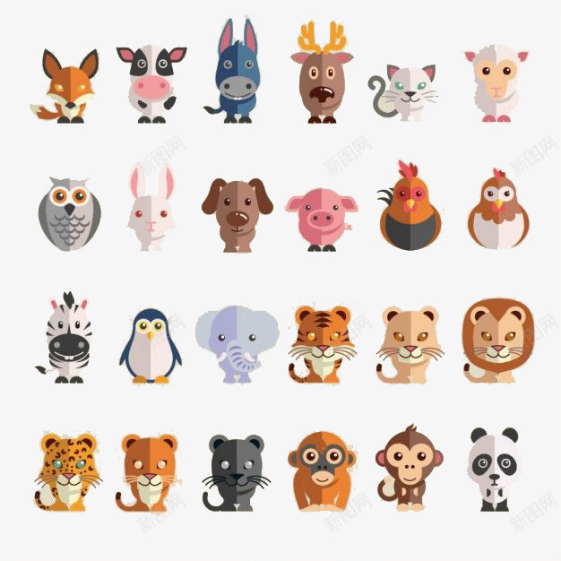 扁平化卡通小动物png免抠素材_88icon https://88icon.com H5页面素材 卡通 卡通小动物 扁平化 扁平素材 电商卡通 网页设计卡通