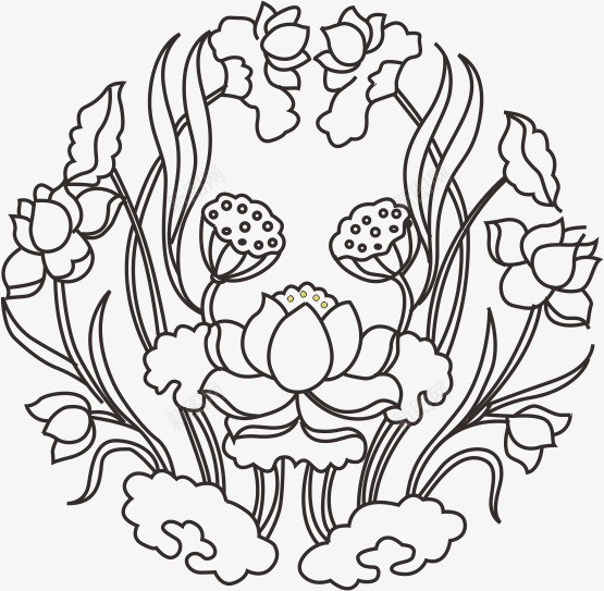 莲花底纹矢量图ai免抠素材_88icon https://88icon.com 古代图腾 古典 复古 底纹 矢量图 线条 背景 花纹 莲花 莲花佛语 莲花图腾 黑色
