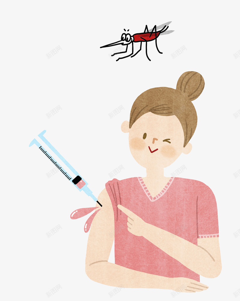 一个穿粉色上衣的女孩打针png免抠素材_88icon https://88icon.com 卡通 女孩 开心 微笑 手绘 打针 蚊子 预防