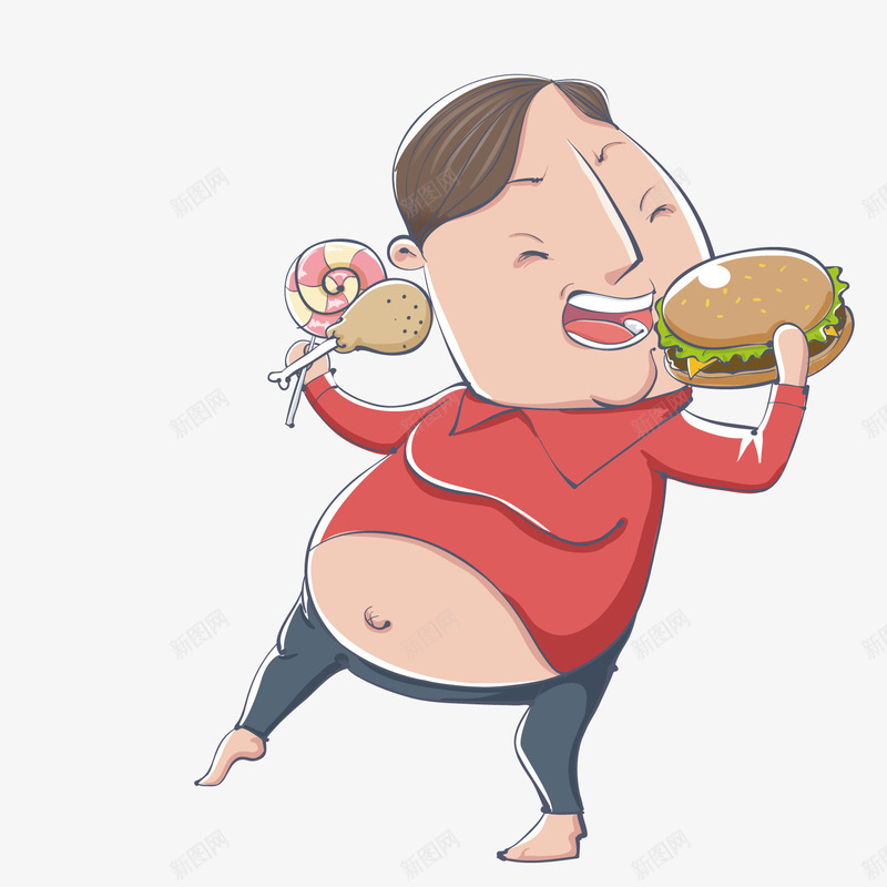 吃蛋糕和鸡腿的小胖子png免抠素材_88icon https://88icon.com 小胖子 蛋糕 鸡腿