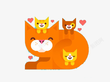 扁平化卡通猫咪png免抠素材_88icon https://88icon.com H5页面素材 卡通 大猫 小猫 扁平化 扁平素材 电商卡通 网页设计卡通