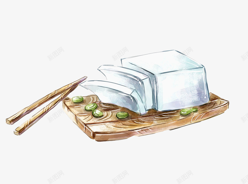 手绘白色豆腐png免抠素材_88icon https://88icon.com 吃食 案板 白色 简约手绘 美食 美食涂鸦 豆腐 食物
