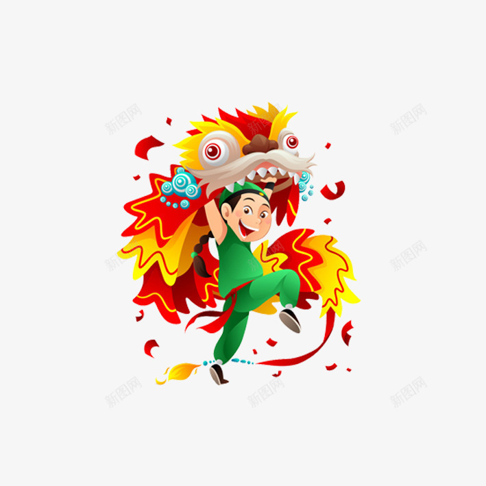 春节新年舞狮卡通png免抠素材_88icon https://88icon.com 卡通 彩绘舞狮 新年 春节 舞狮 雄狮少年