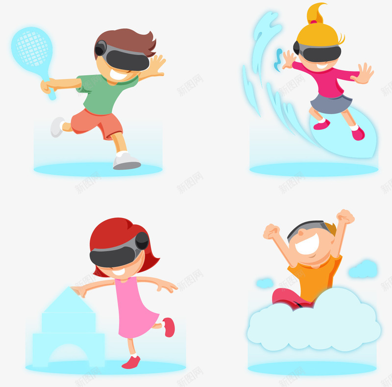 科技馆游玩的孩子矢量图eps免抠素材_88icon https://88icon.com VR体验 人工智能 矢量素材 科技馆 虚拟现实 身临其境 高科技 矢量图
