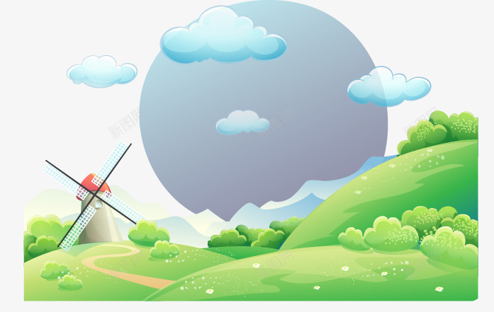 手绘蓝天白云草地风景png免抠素材_88icon https://88icon.com 白云 草地 蓝天 风景