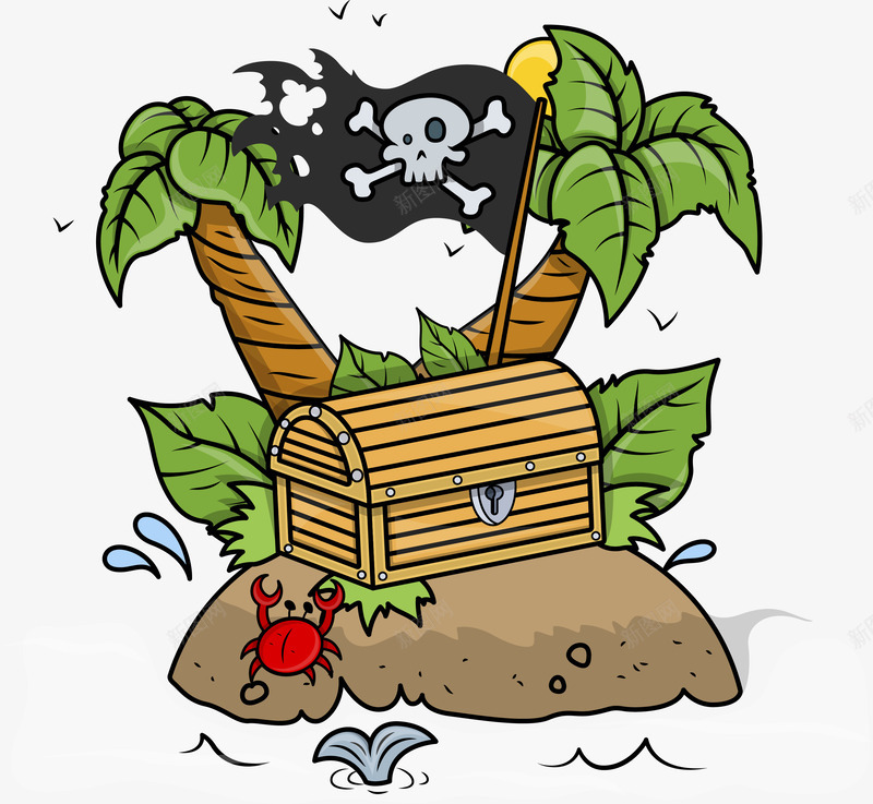海盗宝岛上的宝藏矢量图eps免抠素材_88icon https://88icon.com 冒险 宝藏 探险 海岛 海洋 海盗 矢量图