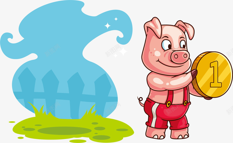 小猪草地卡通海报促销矢量图ai免抠素材_88icon https://88icon.com 卡通小猪 小猪 海报促销 草地 矢量图