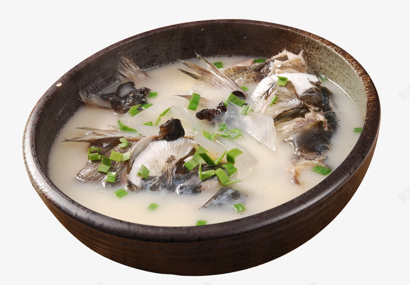 砂锅鱼头木耳汤png免抠素材_88icon https://88icon.com 养生汤 木耳 美食素材 葱 餐饮素材 鱼头